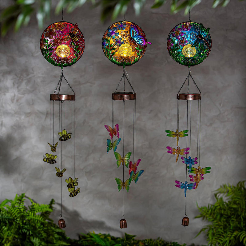 Pollinator Garden Mobile, White Light Solar Mobile, Scenic Pollinator