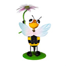 Pollinator Garden Statue, Solar Metal Bee & Ladybug With Fiber Optic, 2 Asst.,, 14"H