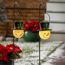 Holiday Poinsettia Garden Stake, Solar Garden Stake, Glass Snowman Orb, 36"H, Asst of 2