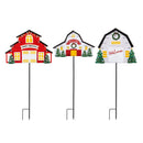 Holiday Poinsettia Garden Stake, Solar Garden Stake, Holiday Barn, 36"H, Asst of 3