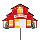 Holiday Poinsettia Garden Stake, Solar Garden Stake, Holiday Barn, 36"H, Asst of 3