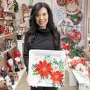 Evergreen Home Accents,13.75" Melamine Square Platter, Holiday Greenhouse,13.8x13.8x1.25 Inches