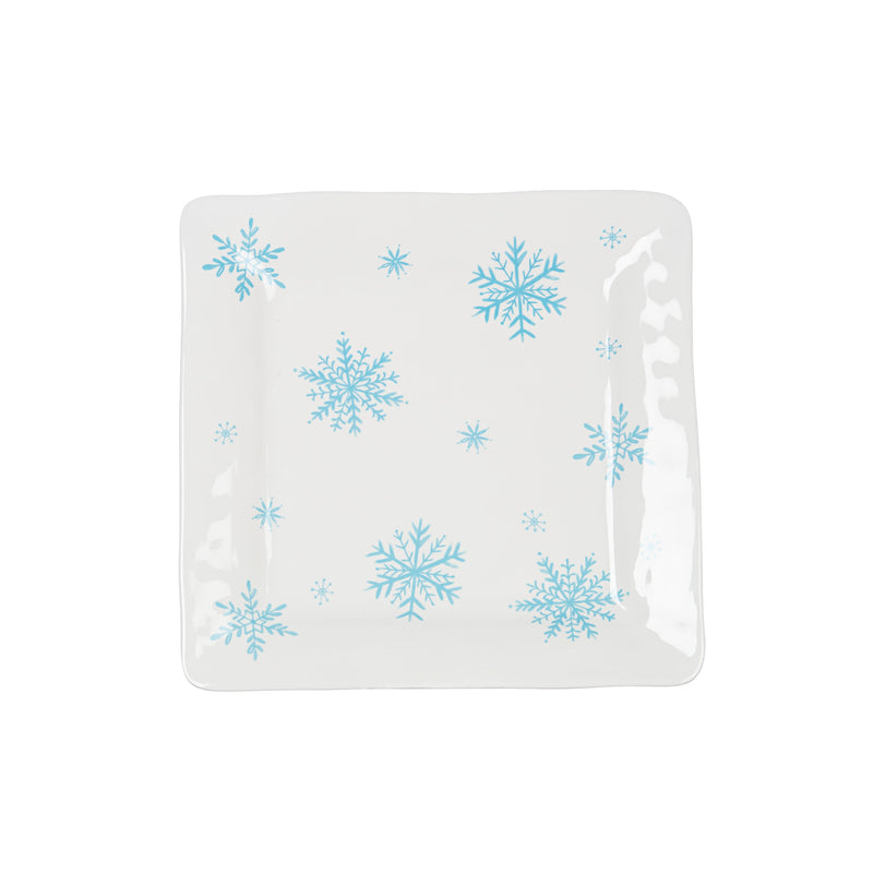 Evergreen Home Accents,13.75" Melamine Square Platter, Winter Frost,13.8x13.8x1 Inches