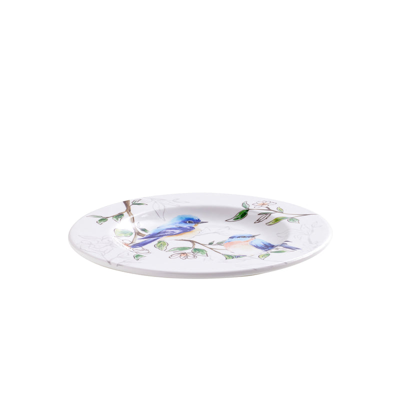 Evergreen Home Accents,9" Melamine Salad Plate, Birds in Blooms,8.93x8.93x1 Inches