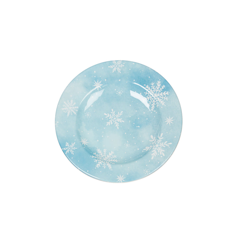 Evergreen Home Accents,8.5" Melamine Salad Plate, Winter Frost,8.6x8.6x0.75 Inches