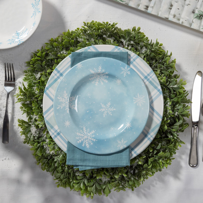 Evergreen Home Accents,8.5" Melamine Salad Plate, Winter Frost,8.6x8.6x0.75 Inches