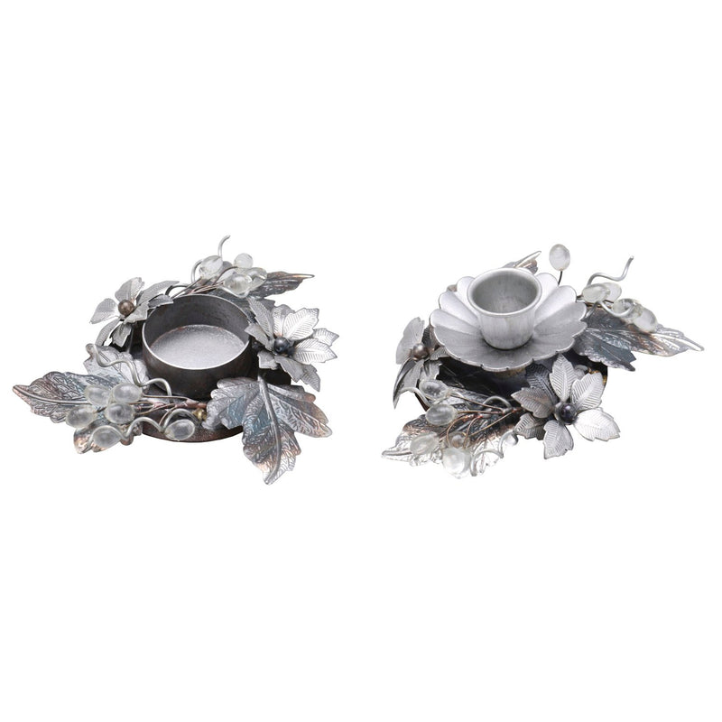Metal Flower with Candle Holder/Tealight Holder,2 Asst,2thm010