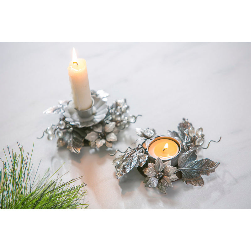 Metal Flower with Candle Holder/Tealight Holder,2 Asst,2thm010