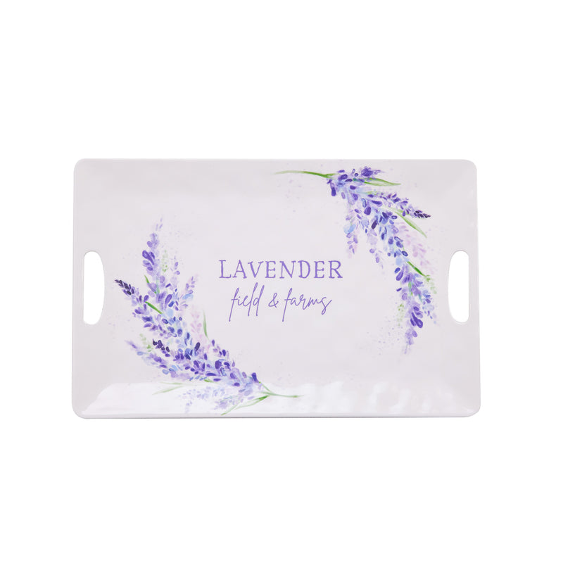Evergreen Home Accents,18.5" Melamine Rectangular Tray, Lavender Fields,18.6x12x0.67 Inches