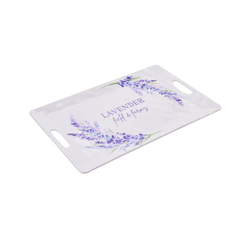 Evergreen Home Accents,18.5" Melamine Rectangular Tray, Lavender Fields,18.6x12x0.67 Inches