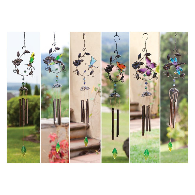 Garden Flutter Windchime Assortment, 6 assorted designs,2wc1110