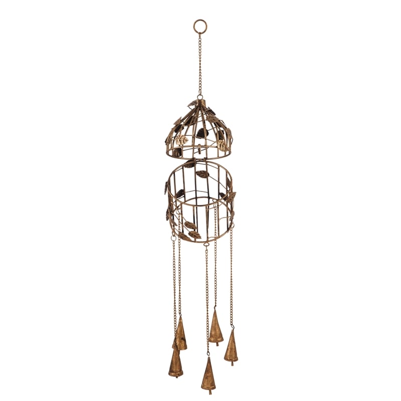 Decorative Bird Cage Wind Chime with Botanical Details, 2 Asst.,2wc1840