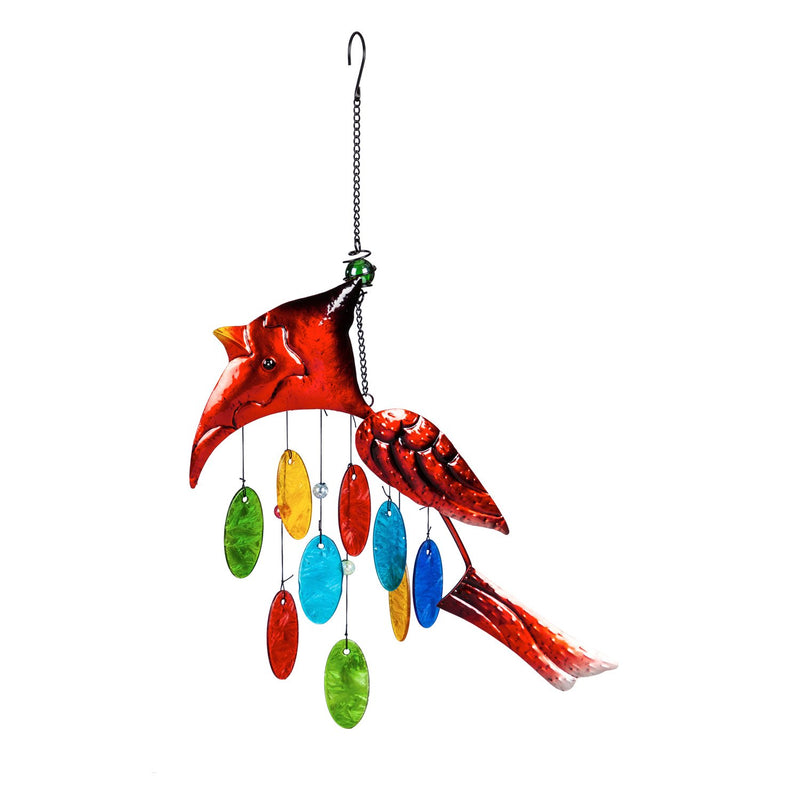 Glass and Metal Icon Wind Chime, Cardinal,2wc1946ecm