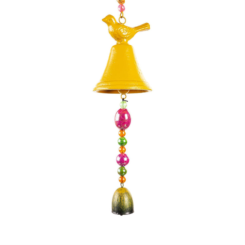 Cast Iron Bell with Bird Wind Chime, 3 Asst