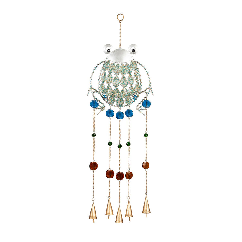 Metal and Beaded Glass Frog Hanging Garden Décor,2wc2229