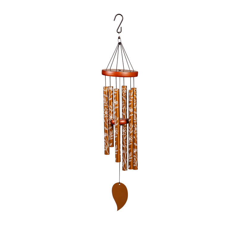 Evergreen Wind,30" H Copper Etched Hand Tuned Wind Chime, Scale of "A",6x6x30 Inches