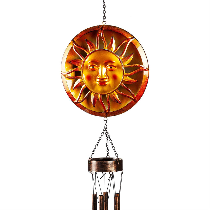 Metal Embossed Sun Wind Chime, Set of 2