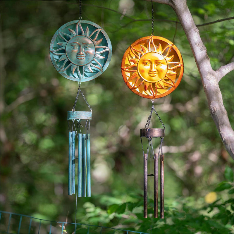 Metal Embossed Sun Wind Chime, Set of 2