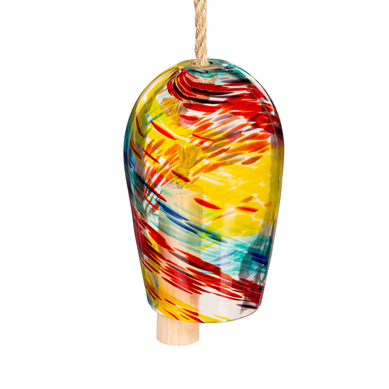 Evergreen Wind,Multi-Color Art Glass Bell,5.51x5.51x7.87 Inches