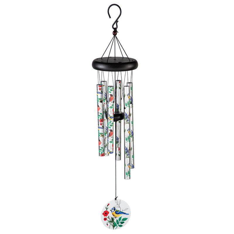 Avria Printed Hand Tuned Wind Chime, Songbirds, 27"