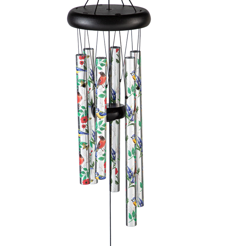 Avria Printed Hand Tuned Wind Chime, Songbirds, 27"