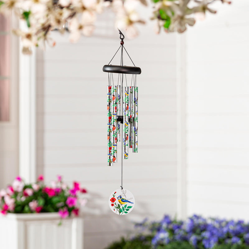 Avria Printed Hand Tuned Wind Chime, Songbirds, 27"