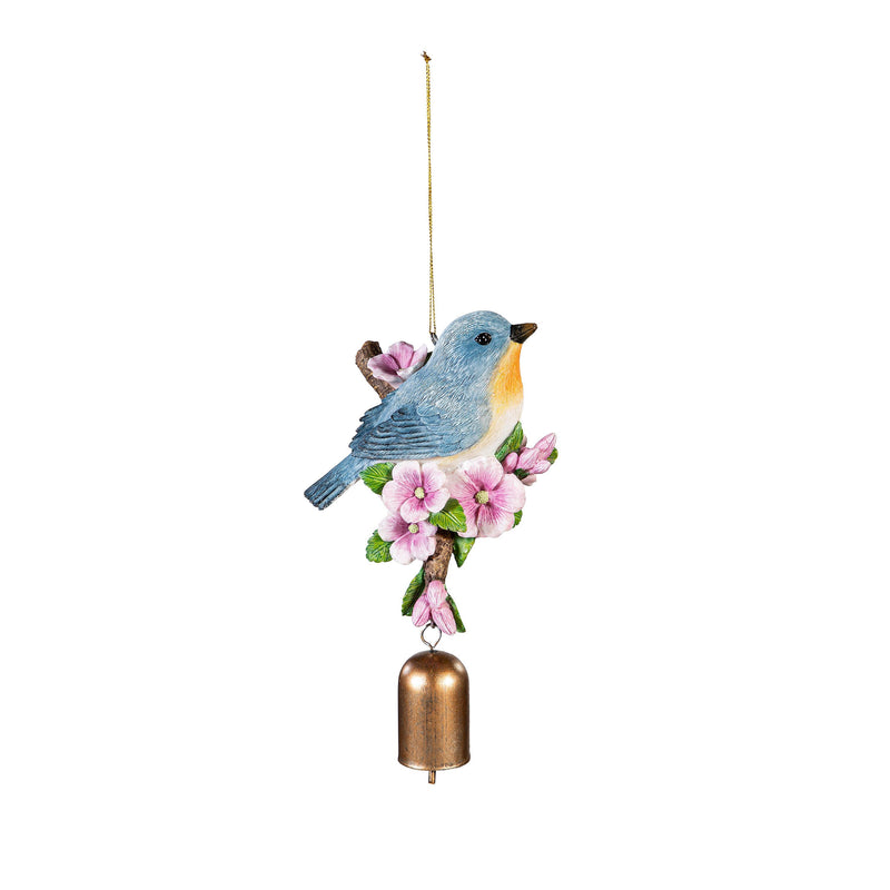 What She Shed Garden Bell, Resin, Floral Bird, Asst of 3