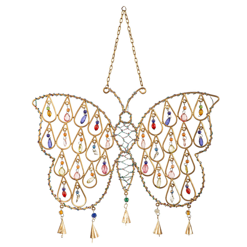 Garden of Wonder Wind Chime, Butterfly Wind Chime with Glass Beads