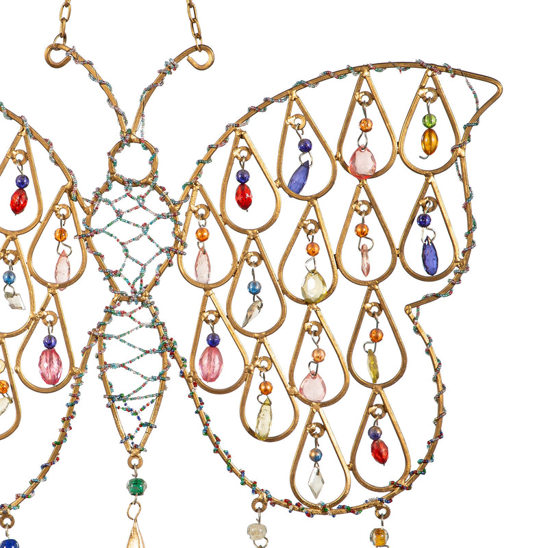 Garden of Wonder Wind Chime, Butterfly Wind Chime with Glass Beads
