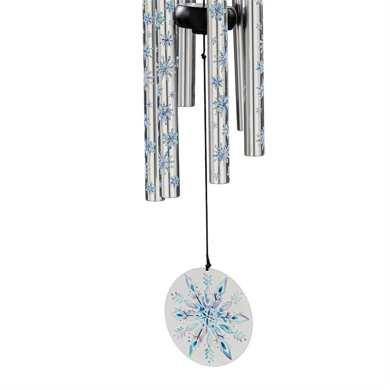 Avria Garden Accent, Printed Wind Chime, Crystal Snowflakes, 27"