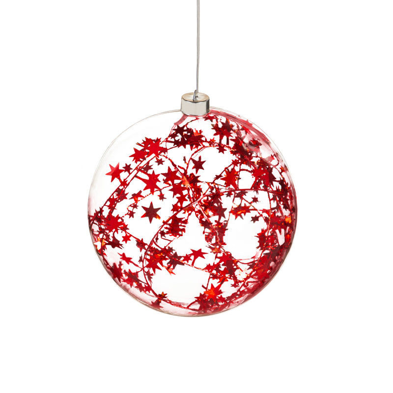 Clear Hanging Ornament with LED Tinsel, Asst of 2,2wc832