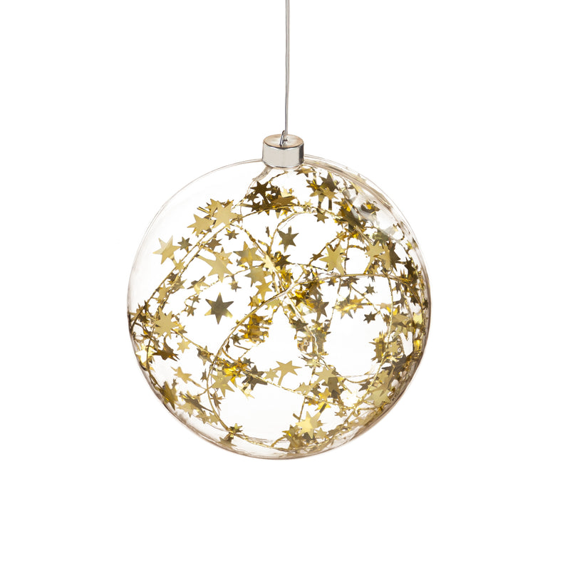 Clear Hanging Ornament with LED Tinsel, Asst of 2,2wc832