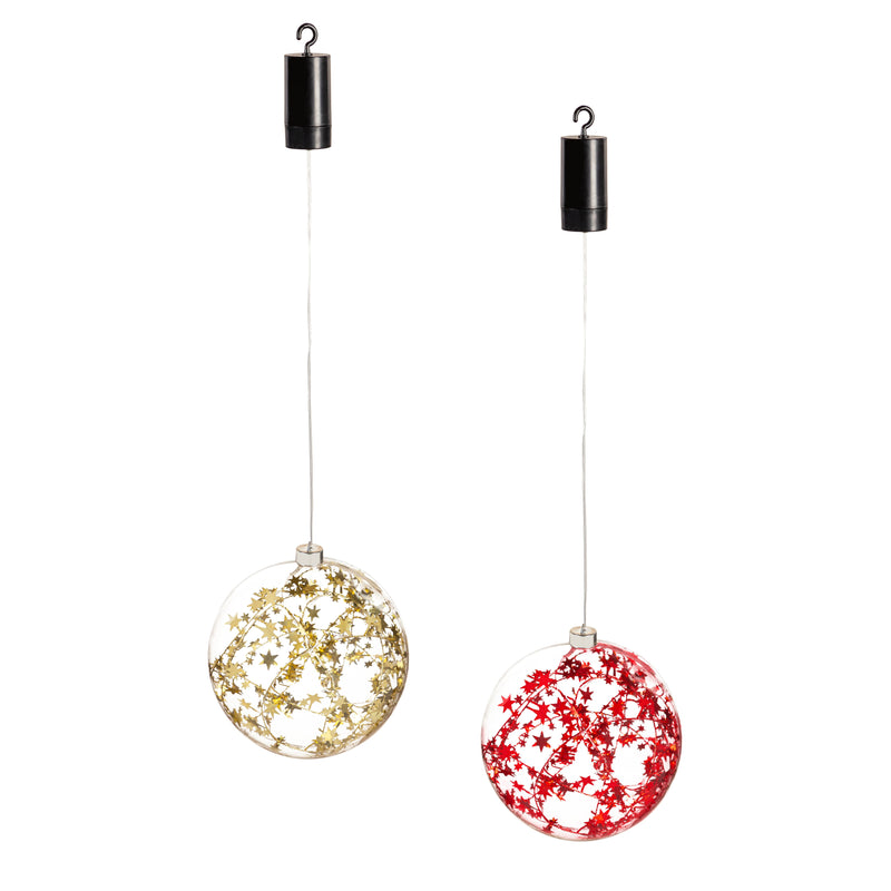 Clear Hanging Ornament with LED Tinsel, Asst of 2,2wc832