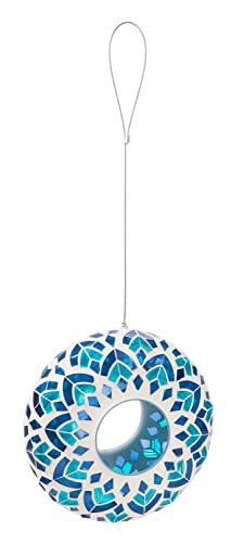 9.25"D Acrylic Circle Feeder, Blue Mosaic Glass