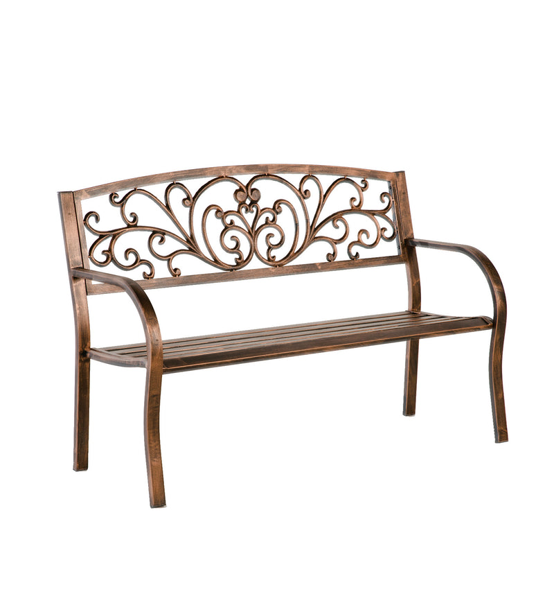 Evergreen Garden Accents,Blooming Garden Metal Bench,50x17.5x34.5 Inches