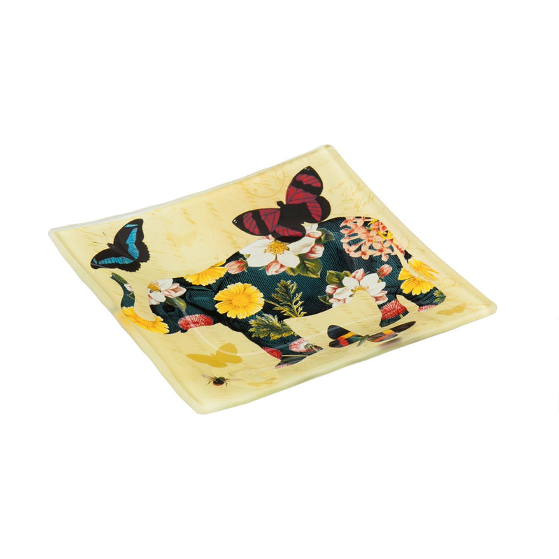 6" Square Glass Plate, Floral Safari,3ags66571