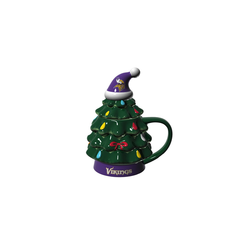 Evergreen Home Accents,18oz. Holiday Tree Cup Gift Set, Minnesota Vikings,4.84x6.42x7.09 Inches