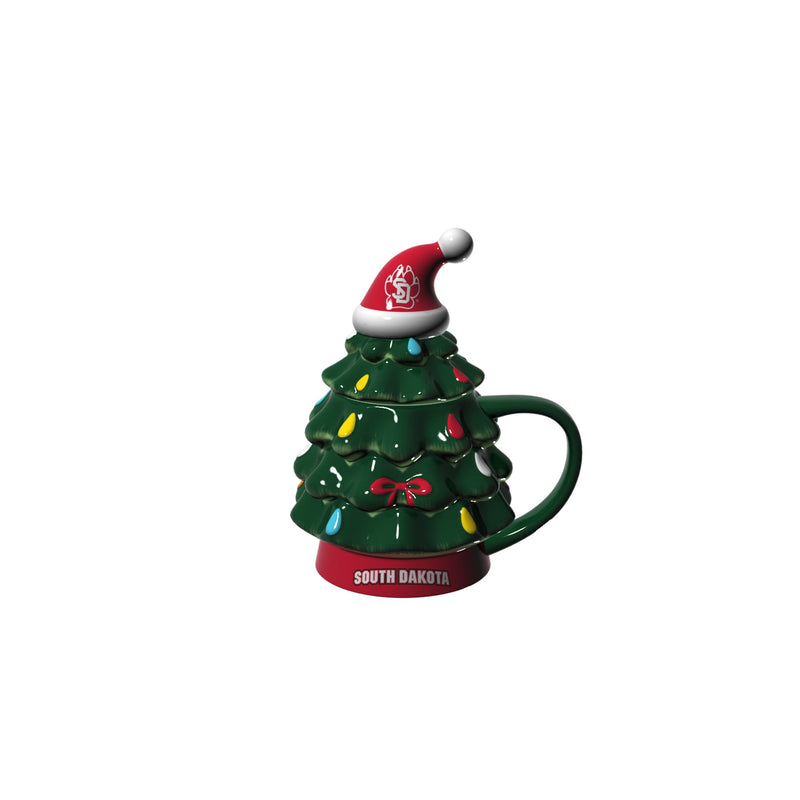 Evergreen Home Accents,18oz. Holiday Tree Cup Gift Set, University of South Dakota,4.84x6.42x7.09 Inches