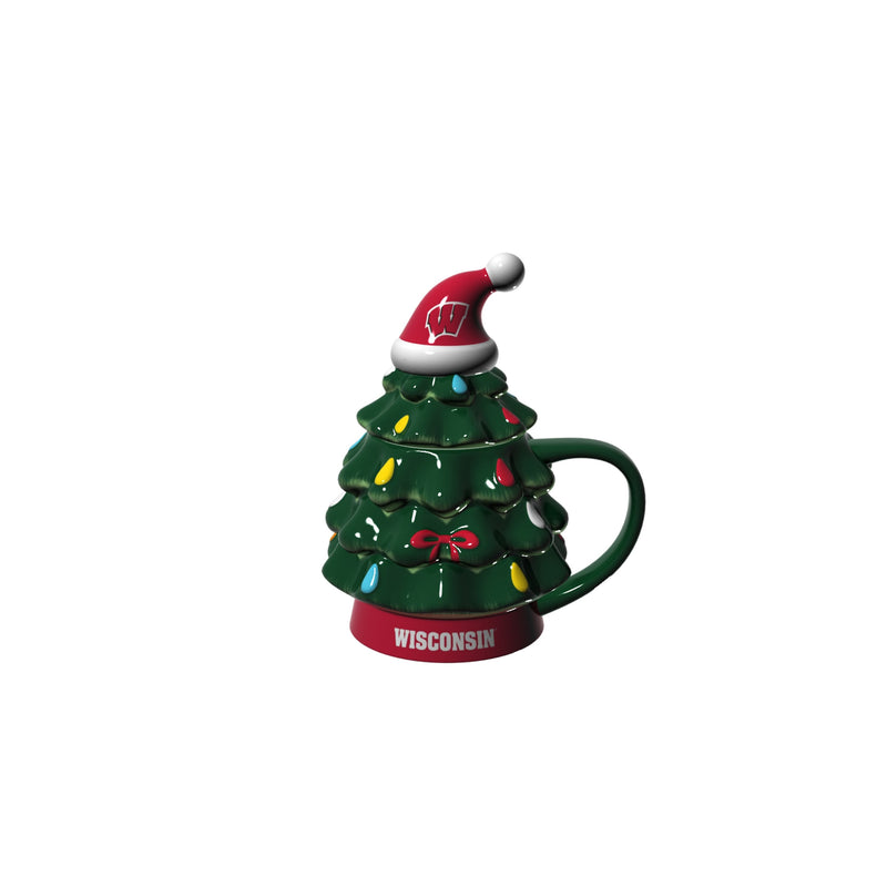 Evergreen Home Accents,18oz. Holiday Tree Cup Gift Set, University of Wisconsin-Madison,4.84x6.42x7.09 Inches