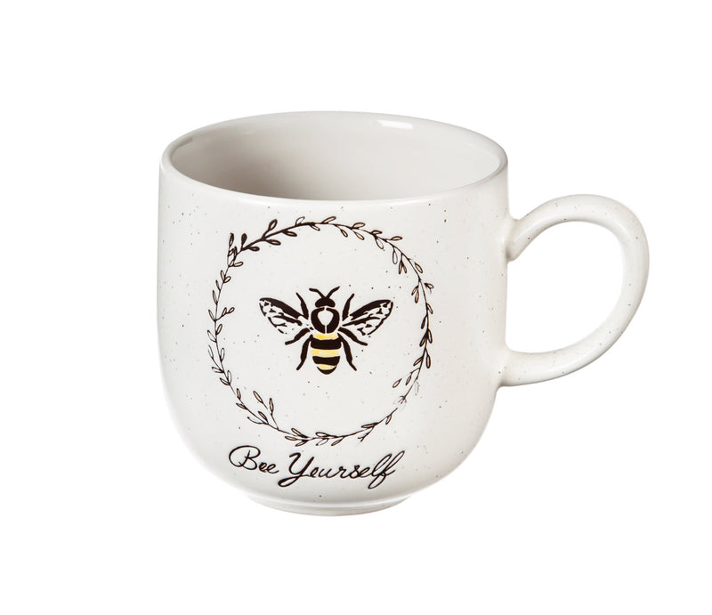 Evergreen Tabletop,Ceramic Cup, 12 OZ, Bee Sayings, 4 Asst,5x3.62x3.62 Inches