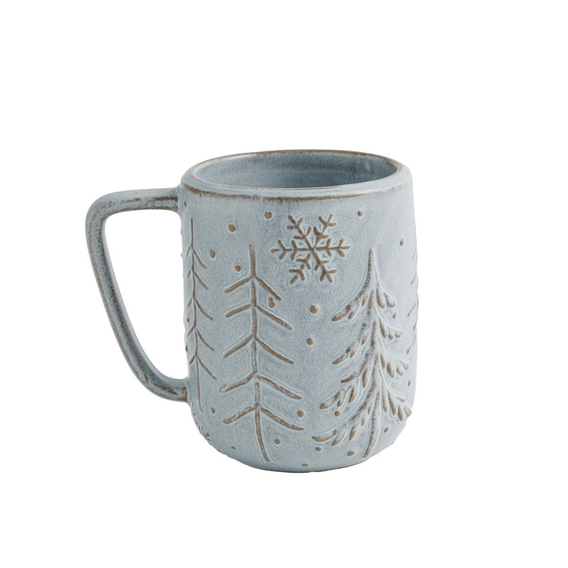 Evergreen Home Accents,14oz Ceramic Cup, Winter Frost,5.12x3.62x4.53 Inches