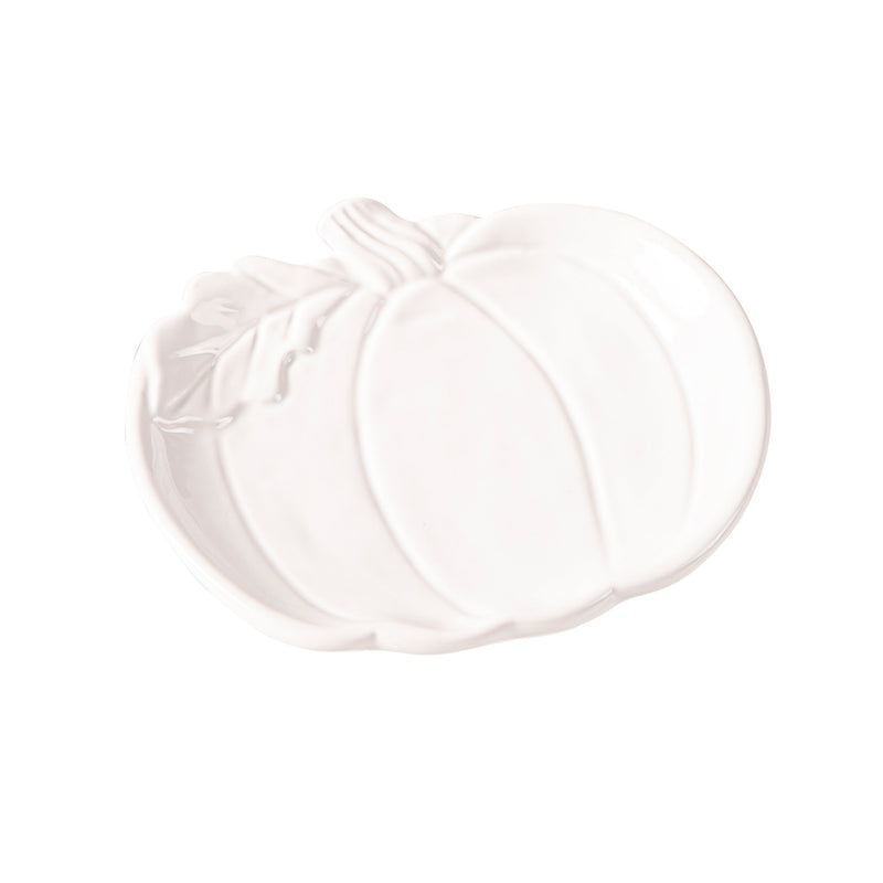 Evergreen Home Accents,6.25" Ceramic Pumpkin Shaped Appetizer Plates, Forest Finds,6.3x5.75x1 Inches