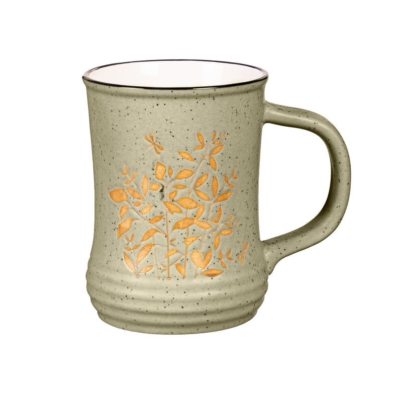 Evergreen Home Accents,Artisan Series VI Ceramic Cup w/ Gift Box, 15oz, Soft Green,3.58x5.12x4.69 Inches