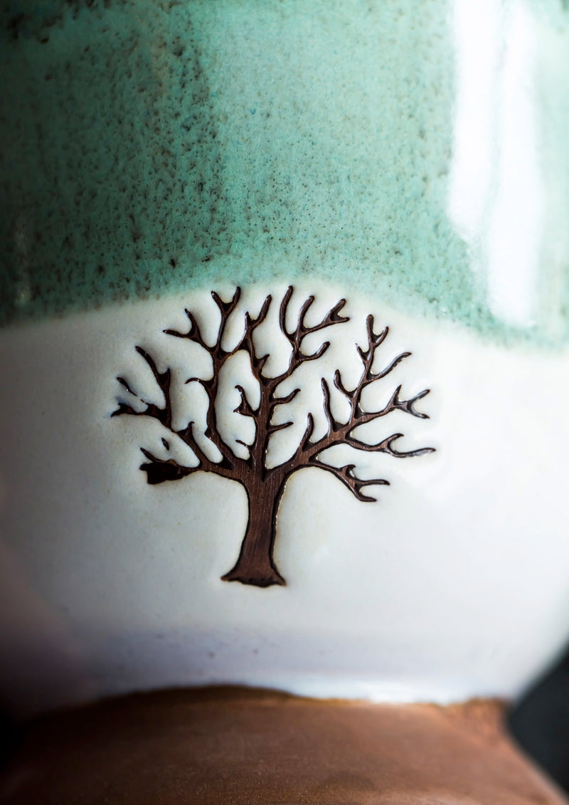 Artisan Series Cup, 14 OZ., w/stamped accents, Tree,3asu6888a