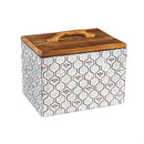 Embossed Metal Storage Box with Wood Lid, Nested Set of 2