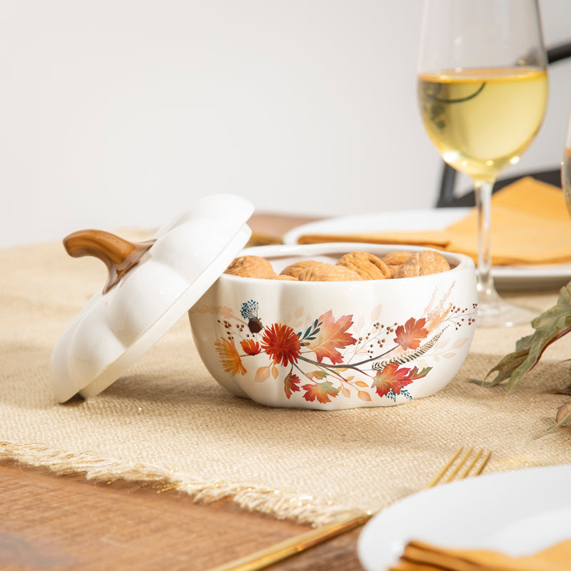 Ceramic Pumpkin Bowl with Lid,3bl046