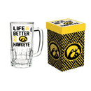 Glass Tankard Cup, with Gift Box, University of Iowa