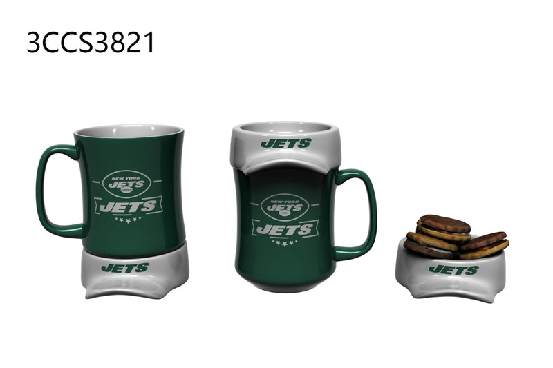 11oz. Ceramic Cup and Coaster Gift Set, New York Jets,3ccs3821