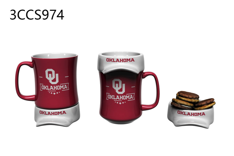 11oz. Ceramic Cup and Coaster Gift Set, University of Oklahoma,3ccs974