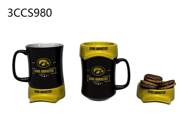 11oz. Ceramic Cup and Coaster Gift Set, University of Iowa,3ccs980